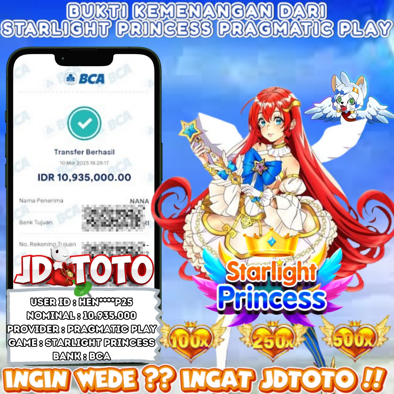 🔥 BUKTI KEMENANGAN DARI STARLIGHT PRINCESS PRAGMATIC PLAY🔥